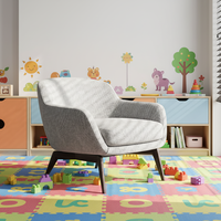 Fauteuil d'appoint moderne et minimaliste rembourré avec accoudoirs en tissu et pieds en bois massif pour salon, bureau à domicile, chambre, hôtel, salle de séjour