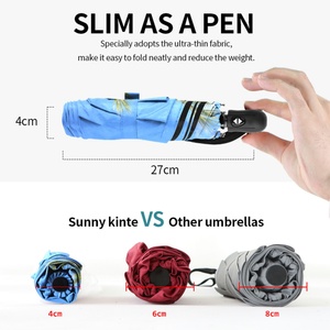 Premium 190T Pongee Fabric Sun Rain Carrying Case 3 Fold Folding Umbrella Rain Gear for Tourists - Product Image 2