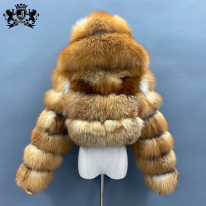 Janefur Fashion Design Manteau à capuche en fourrure à manches longues Veste en fourrure de renard recadrée Manteau de fourrure d'hiver Femmes - Product Image 6