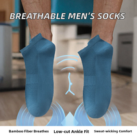Chaussettes courtes décontractées pour hommes en fibre de bambou respirante, absorbant la transpiration et antidérapantes pour l'été