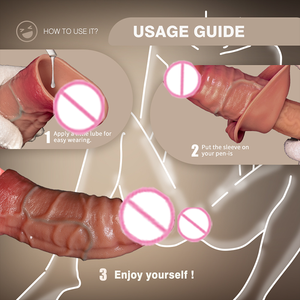 Manchon d'extension de pénis de couleur chair pour hommes, <span class=keywords><strong>sensation</strong></span> réaliste, imperméable et écologique, pompe à pénis, <span class=keywords><strong>préservatif</strong></span> - Product Image 2