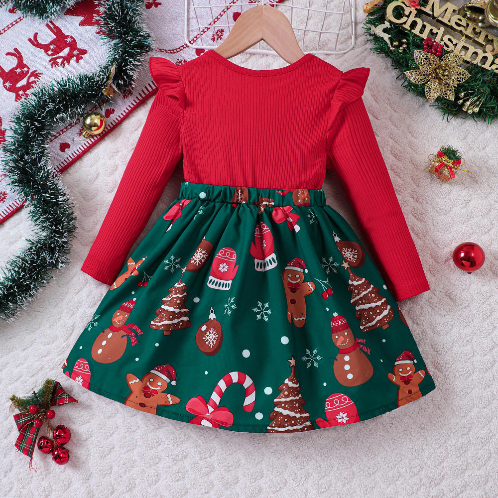 Toddler Girls Christmas Red Dresses Children Party Kids Casual