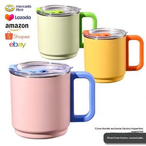 304 Stainless Steel Creative Trends Water Cup with Lid Student 430ml Milk Cup Office <b>Mug</b> Logo Gift Cup - Product Image 1