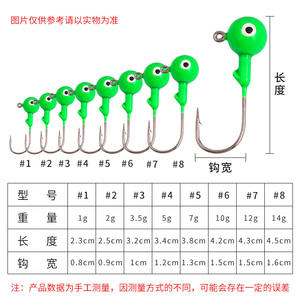 Anzuelo de cabeza de plomo de acero de alto carbono de colores, 1G-14G, afilado, para señuelos de lubina, accesorio de pesca - Product Image 3