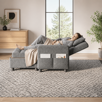 Canapé-lit convertible en tissu chenille avec port USB, table latérale, poche de rangement, canapé-lit pliable pour petit espace