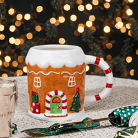 Redeco Noël pain d'épice maison en forme de café tasse en céramique tasse personnalisée vacances verres décoratifs