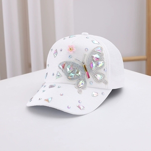หมวกเบสบอลประดับคริสตัลเทียมประกายระยิบระยับมีสไตล์5แผงประดับเลื่อมผีเสื้อ - Product Image 3