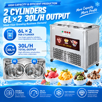 Machine à glace frite commerciale automatique double plateau 30L/H pour entreprises, pour la production de glace semi-durcie, de yaourt glacé et de glace roulée