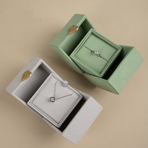 Boîte à bijoux double ouverture avec boucle dorée, boîte de rangement simple pour bijoux, boîte à bijoux personnalisable avec logo, vente en gros - Product Image 4
