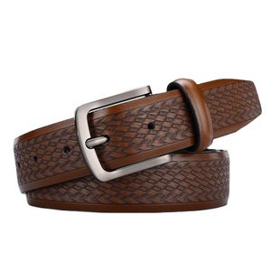 เข็มขัดหนังแท้ลายนูนสำหรับผู้ชาย สีน้ำตาล หนังวัว หัวเข็มขัดโลหะผสม ใช้ได้ทั้งลำลองและธุรกิจ ทนทาน ขนาดกว้าง 3.0 ซม. ผลิตจากโรงงานเวินโจว - Product Image 5