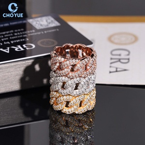 Anillo de cóctel de moissanita de lujo, chapado en oro de 18 quilates, engaste pavé, corte brillante redondo, geométrico, joyería de fiesta para mujer - Product Image 4