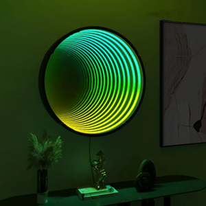 Tùy chỉnh vô hạn gương Logo 3D Neon dấu hiệu RGB LED vuông vòng gương Acrylic các doanh nghiệp neon ánh sáng Vực Thẳm Gương trang trí nội thất - Product Image 6