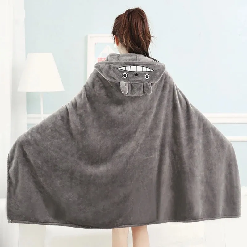 Ecowalson T Thicken Plush Toy Stuffed Totoro Cloak Blanket Air Conditioning Blankets Mantys Cape Gifts for Kids Girls