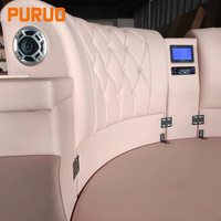 Nouveau design de meuble multifonctionnel intelligent Lit rond en cuir King size Lit rond en cuir moderne