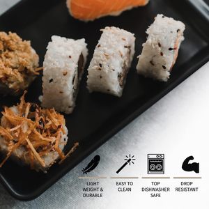 Juego de platos de sushi de estilo japonés de 16 piezas, <span class=keywords><strong>vajilla</strong></span> de melamina irrompible negra, apta para lavavajillas, <span class=keywords><strong>vajilla</strong></span> de Camping - Product Image 6