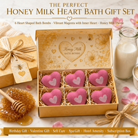 Bombe de bain personnalisée en forme de cœur à l'extrait de vanille et de miel, 80g, à base de plantes, faite à la main, rose, hydratante, chaude, aromatique, cadeau, étiquette OEM