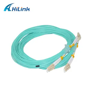 Cabo de remendo da fibra ótica de Hilink, fibra 3,0 LSZH do duplex do multi modo do conector OM3 do LC/UPC-LC/UPC 10M-15M