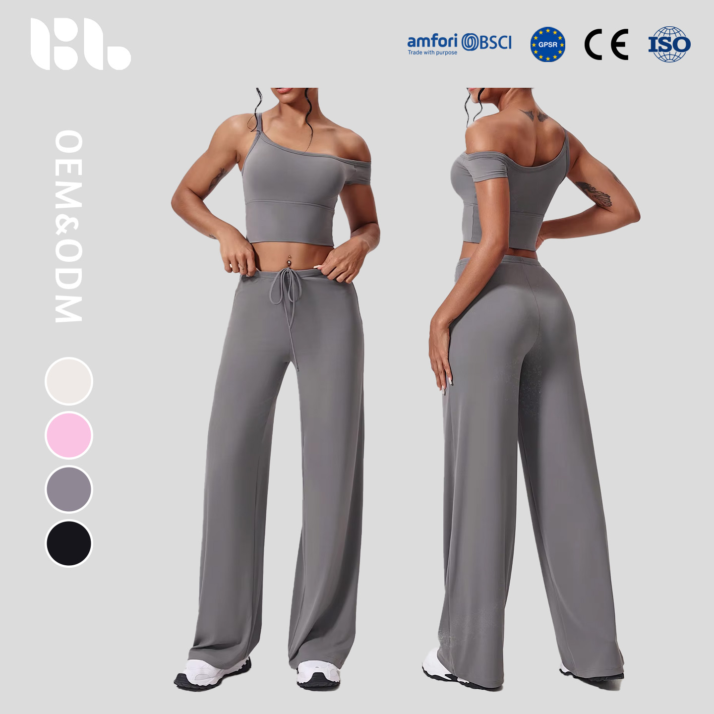 Yoga Wear Set Off-the-shoulder Tight Quick-drying Fitness Wear Loose Casual Sportswear Set for Women