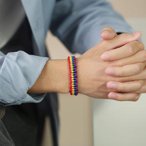 SC vente en gros fait à la main népal amitié arc-en-ciel drapeau Bracelets réglable amour est amour <span class=keywords><strong>Gay</strong></span> lesbienne LGBT fierté chaîne Bracelets - Product Image 4