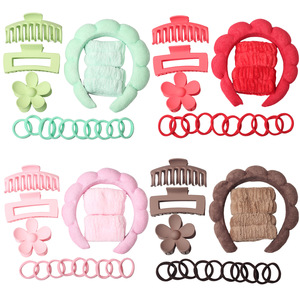 Lot de 16 Pièces/Ensemble : Bracelets Poignets Doux pour Spa, Bandeaux à Nœuds, Pinces à Cheveux Fleuries en Plastique pour Femmes – Accessoires Cheveux en Gros - Product Image 5