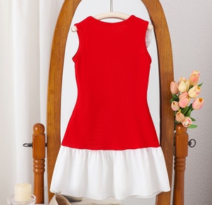 <span class=keywords><strong>Vestito</strong></span> Estivo 2026 per <span class=keywords><strong>Bambina</strong></span>, <span class=keywords><strong>Rosso</strong></span> e Bianco, Senza Maniche, con Fiocco, Abito da Principessa per Compleanno - Product Image 3