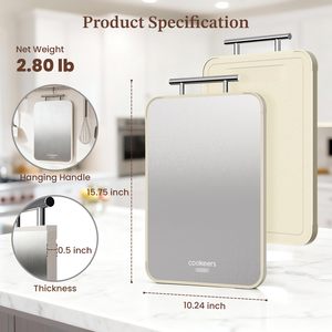 <span class=keywords><strong>Planche</strong></span> à découper en acier inoxydable pour la cuisine, sans bordure, double face, qualité alimentaire - Product Image 2