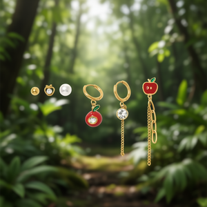 E450-E260-0669G Conjuntos de Joyería de Moda para Mujer, Chapados en Oro, con Cristales y Diamantes de Imitación, Diseño de Frutas - Product Image 3