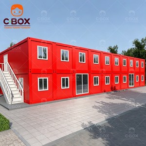 Cbox Customized Red Color Office Buildings Prefab Modular Mining Camp Sandwich Panel Dormitory Flat Pack <b>Container</b> House - Product Image 2