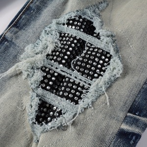 Streetwearสต็อกแฟชั่นยืด<span class=keywords><strong>กางเกง</strong></span>ยีนส์ตรง<span class=keywords><strong>กางเกง</strong></span>Biker Scratch Rippedคุณภาพ<span class=keywords><strong>กางเกง</strong></span>ยีนส์ - Product Image 4