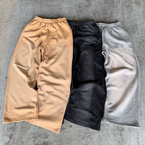 Pantalones Deportivos Personalizados con Pedrería Lateral, Cintura Elástica, Estilo Vintage Deslavado, Bordado, Pierna Recta, para Hombre - Product Image 2