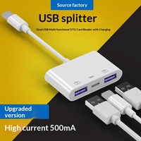 Câble OTG Type C à double port USB, prend en charge la charge rapide, connecte souris/USB/clavier, modèle iPhone, protection contre les courts-circuits