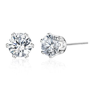 ต่างหูเงินแท้ชุบทองประดับเพชรซิร์คอนทรงกลมเจียระไนแบบเหลี่ยม ขนาด 3 มม. 7 มม. สำหรับผู้หญิงและผู้ชาย - Product Image 2