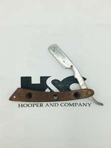 Navaja de afeitar de madera para Barbero, cuchillo plegable de borde recto con mango de madera, Logo personalizado hecho en paquistaní, novedad - Product Image 5