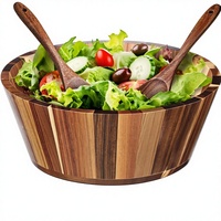 Bol à salade en bois d'acacia, design rond, pour mélanger, fruits, pâtes, essentiel de cuisine en bois naturel