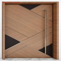 Puerta de Seguridad Exterior Moderna con Pivote Frontal, de Acero Inoxidable y Aluminio, Impermeable, con Acabado en Madera y Vidrio, Tipo Push-Pull, para Hoteles y Dormitorios