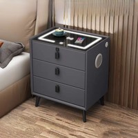 Table basse mini design moderne avec lumière LED, recharge sans fil, tiroir de refroidissement, meuble intelligent pour la maison, réfrigérateur de chevet