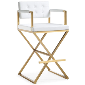 Jason Counter  Stainless steel , upholstered Durable High Bar <b>Stool</b> for Home Bar & <b>Dining</b> Room White/Gold ,Black/Gold Color - Product Image 2