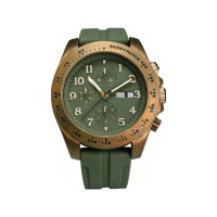 Herren Automatik Chronograph Bronze-Uhr Tachymeter Silikonarmband Leuchtende Mechanische Armbanduhr