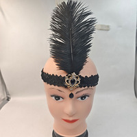 Serre-tête à plumes style Charleston des années 20 avec sequins pour femme, idéal pour costume de fête d'Halloween