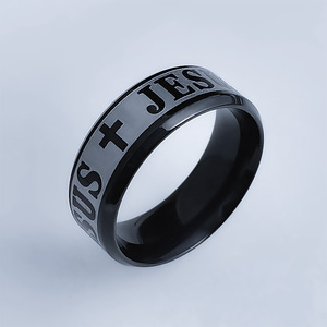 MECYLIFE gioielli cristiani in acciaio inox gesus anello croce Jesus gioielli Mens anelli banda religiosa - Product Image 3