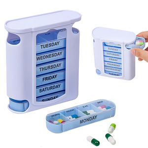 NBBLUESKY Pastillero Semanal de 28 Compartimentos, Organizador de Medicamentos de Plástico, Dispensador de Tabletas, Estuche - Product Image 1