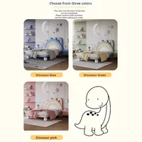 Chambre d'enfant moderne et confortable, lit double en pin massif avec revêtement en cuir et veilleuse