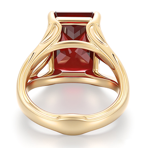 Anillo de oro amarillo macizo de 10k, 14k, 18k de PROVENCE, de alta calidad, con rubí de laboratorio de corte radiante color sangre de paloma, regalo de aniversario para chicas. - Product Image 2