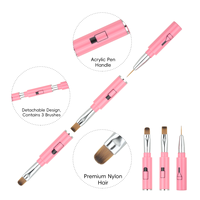 Brosse à cheveux multifonctionnelle 3 en 1 portable de haute qualité en nylon pour voyage, manucure, brosse plate, brosse à liner, outil de salon de manucure