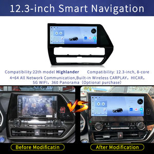 วิทยุติดรถยนต์ระบบแอนดรอยด์ขนาด 12.3 นิ้ว 8 คอร์ 4+64G รองรับ Wireless Carplay Hicar พร้อมระบบนำทาง GPS สำหรับรถยนต์โตโยต้า ไฮแลนเดอร์ รุ่นที่ 22 - Product Image 1