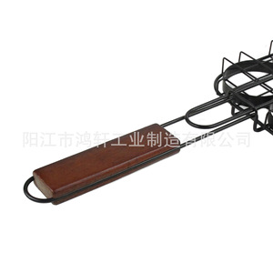 Cesta para asar hamburguesas con mango de madera, utensilios portátiles antiadherentes para barbacoa al aire libre, 46x6,7x5cm - Product Image 4