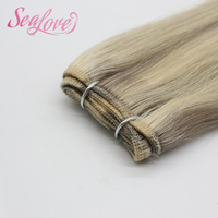 Cheveux synthétiques pour femmes, 100% cheveux humains Remy, trame nouée à la machine, double épaisseur, lots volumineux