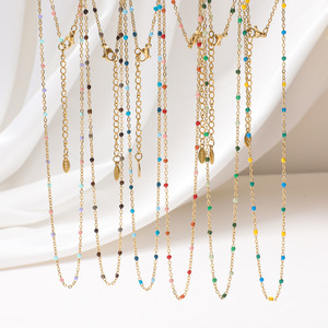 สร้อยคอลูกปัดเคลือบสีทอง18K แบบโบฮีเมียนสีสันสดใสเครื่องประดับ DIY กันน้ำ - Product Image 1