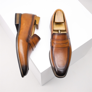 Zapatos de cuero artesanales para hombre, mocasines de negocios, de cuero de primera calidad, sin cordones, informales. - Product Image 6