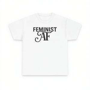 T-shirt Femminista Af bianca girocollo unisex casual con stampa - Product Image 1